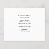 Budget Nous Avons Déménagé Une Carte Moderne De Dé (Dos)