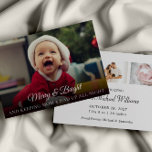 Budget Nouveau bébé photo amusant carte de Noël<br><div class="desc">Cette nouvelle carte de Noël pour bébé sera la meilleure façon d'annoncer le nouvel ajout à votre famille. Personnalisez avec 1 photo sur le devant et 3 photos sur le dos avec toutes les informations sur votre état de naissance. Visitez ma collection de cartes de Noël pour voir toutes les...</div>