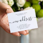 Budget nouveau script d'adresse déplacement faire-<br><div class="desc">Simple élégant minimaliste noir et blanc nouvelle adresse écriture manuscrite script de calligraphie budget abordable déplacement faire-part petite carte.            Facile à personnaliser avec votre nouvelle adresse de domicile.</div>