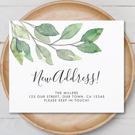 Budget Nouvelle adresse Carte Faire-part verte