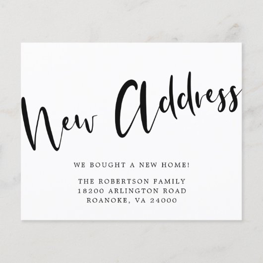 Budget Nouvelle adresse Gras Calligraphie Carte de (Devant)