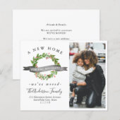 Budget Nouvelle maison Wreath Photo Holiday Carte (Devant / Derrière)