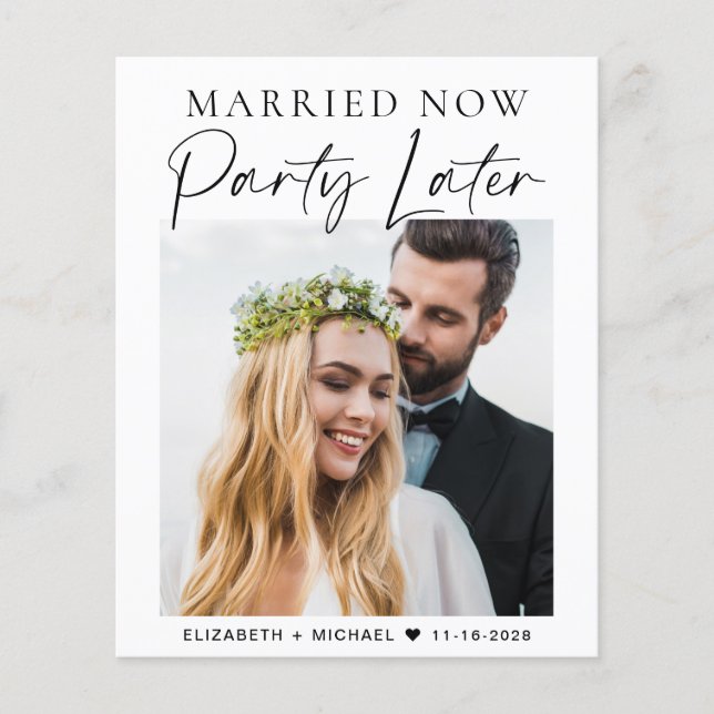 Budget nu getrouwd Partij Later Fotohuwelijk (Voorkant)