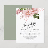 BUDGET Nuestra Boda Invitacion - Blush roze rozen (Voorkant / Achterkant)