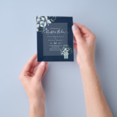Budget Nuestra Boda Navy Blue Flowers Uitnodiginge Flyer (Hand)