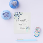 Budget Nuestra Boda Navy Blue Flowers Uitnodiginge Flyer (Enkel)