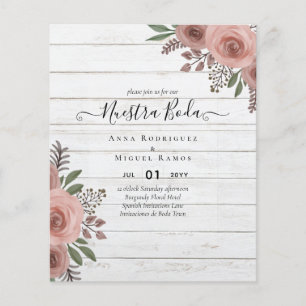 Budget Nuestra BODA nodigt Burgundy Floral uit Flyer