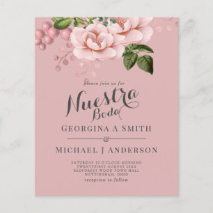 BUDGET Nuestra Boda Uitnodiging - Roze Rozen