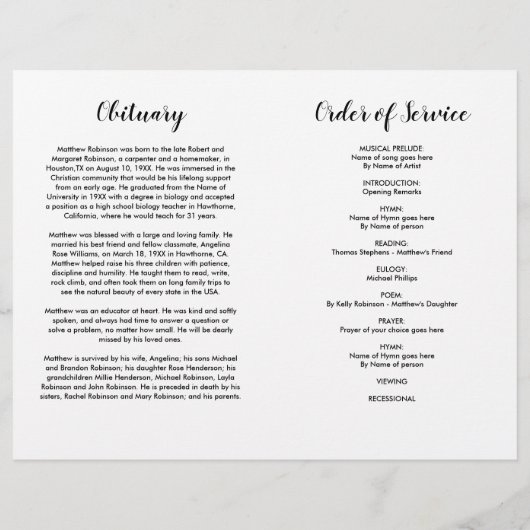 Budget Ocean Dove Programme funéraire (Dos)