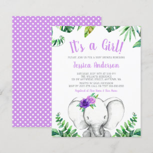 Budget Oerwoud Elephant Girl Paars Baby shower