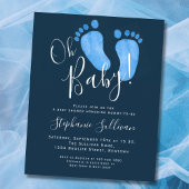 Budget Oh Baby Navy Blue Baby shower Uitnodiging