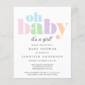 Budget Oh Baby Pastel Baby shower Uitnodiging (Voorkant)