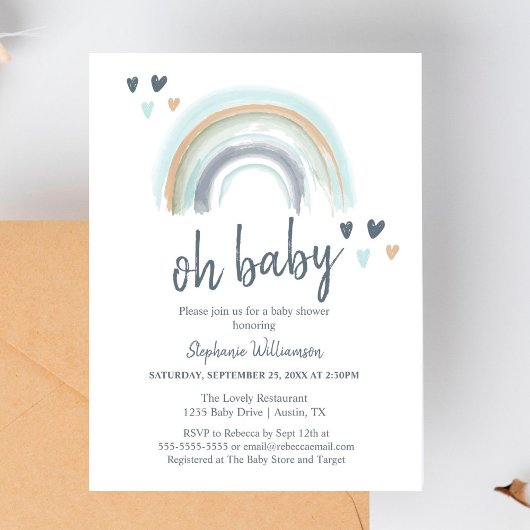 Budget Oh Baby shower Blue Boho regenboog