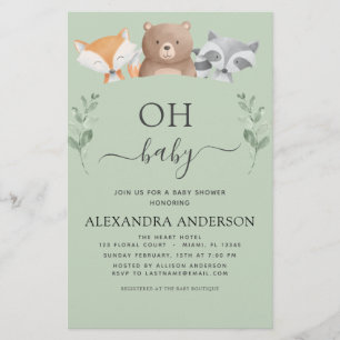 Budget Oh Baby shower Woodland Uitnodigingen