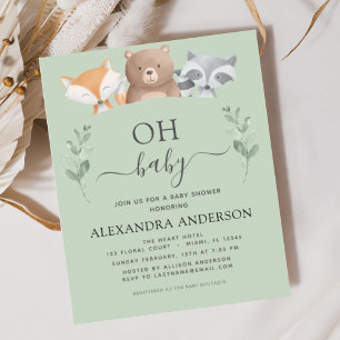 Budget Oh Baby shower Woodland Uitnodigingen