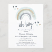 Budget Oh Boy Baby shower Blue Boho Rainbow (Voorkant)