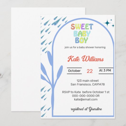 Budget Oh Boy Baby shower Invitation (Devant / Derrière)