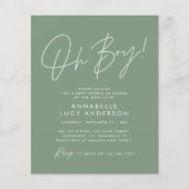 budget oh Boy baby shower script groen elegant (Voorkant)