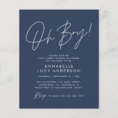 budget oh Boy baby shower script marineblauw (Voorkant)