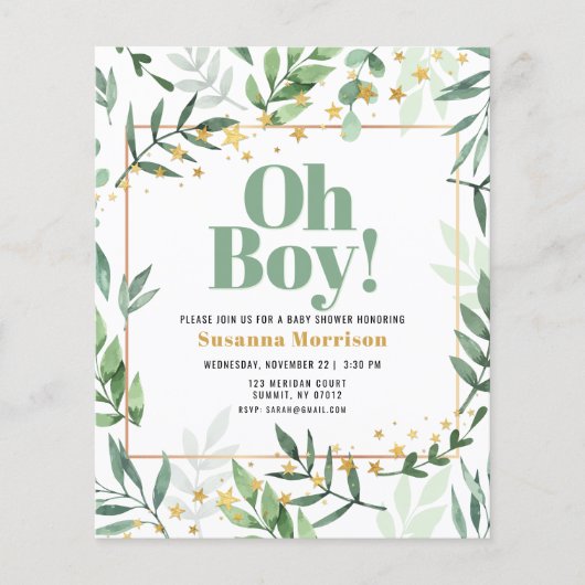 Budget Oh Boy Baby shower Waterverf (Voorkant)