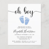 Budget Oh Boy Blue Baby shower Uitnodiging (Voorkant)