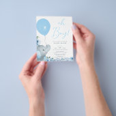 Budget Oh Boy Blue Elephant Baby shower Flyer (Hand)
