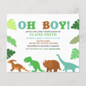 Budget Oh Boy Cute Dinosaur Baby shower Uitnodigin (Voorkant)