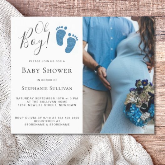 Budget Oh Boy Foto Couples Baby shower Uitnodiging