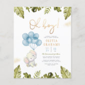 Budget Oh Boy Waterverf Elephant Baby shower (Voorkant)