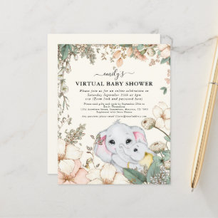 Budget Olifant Crème Virtuele Baby Shower Uitnodig