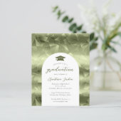 Budget Olijf Groen Glam Geo Arch Afstuderen Invite (Staand voorkant)