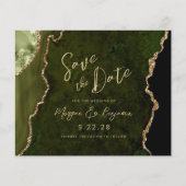 Budget Olijfgroene Agaat Wedding Save the Date (Voorkant)