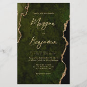 Budget Olive Green Agate Script Wedding Uitnodigin (Voorkant)