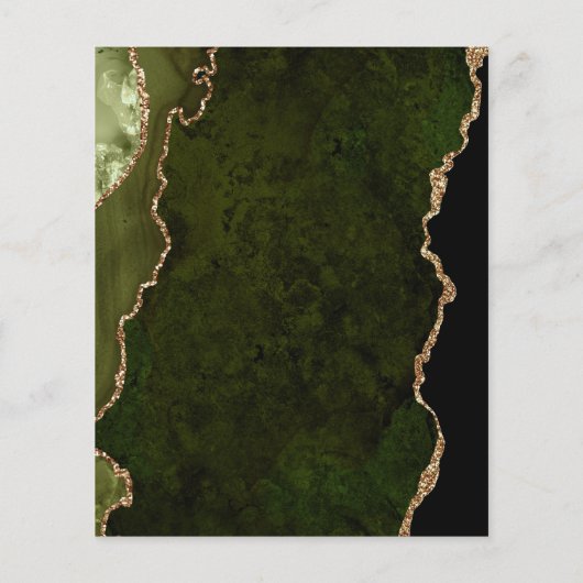 Budget Olive Green Gold Agate Wedding Menu (Dos)