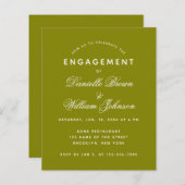 Budget Olive Green Verloving Invitation (Voorkant / Achterkant)