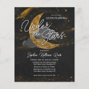 Budget Onder de Sterren Gouden Maan Glam Quinceane Flyer