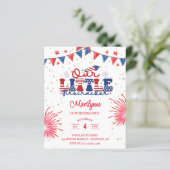 Budget Onze kleine Firecracker verjaardagsuitnodig (Staand voorkant)