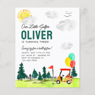 Budget Onze Kleine Golfer Cart Club Golf Verjaarda Flyer