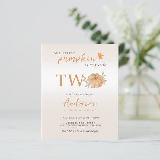 Budget Onze kleine pompoen Herfst tweede 2e verjaa (Staand voorkant)