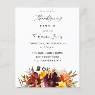 Budget Oranje en Geel Gold Floral Thanksgiving Flyer