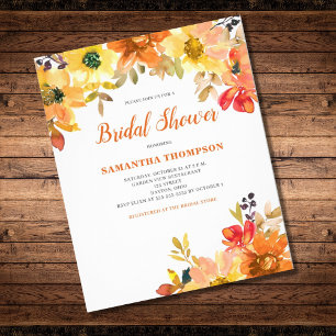 Budget Oranje Floral Bridal Shower Invitation Flyer