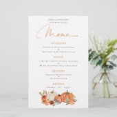 Budget Oranje Pumpkins Herfst Florals Wedding Menu (Staand voorkant)
