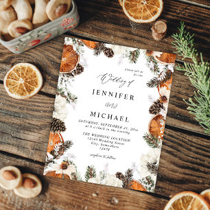 Budget Oranje & White Floral Rustic Wedding Flyer