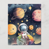 Budget Outerspace Planets 1e verjaardag uitnodigin (Achterkant)