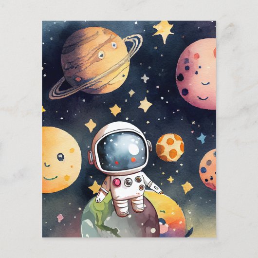 Budget Outerspace Planets Boy Verjaardag Uitnodigi (Achterkant)