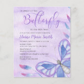 Budget Paars Butterfly Baby shower Invitation (Voorkant)