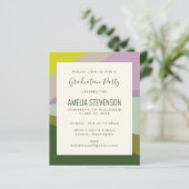 Budget Paars Green Graduparty Foto Uitnodiging (Staand voorkant)