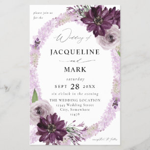 Budget Paars & Lavender Floral Ring Wedding MED Flyer