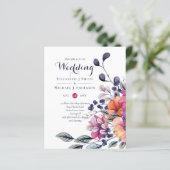 BUDGET Paars Oranje Floral Wedding Invite (Staand voorkant)