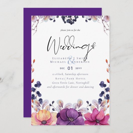 BUDGET Paars Oranje Schemering tot Dageraad Trouw Kaart (Voorkant / Achterkant)